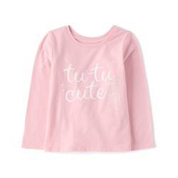 Camiseta Estampada Con Tutú para niñas  - Rosa