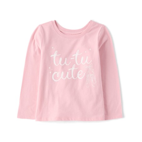 Camiseta Estampada Con Tutú para niñas  - Rosa